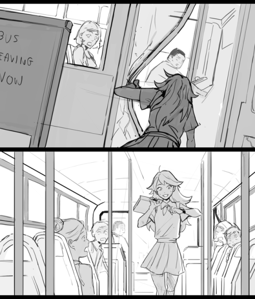 julshii - anime girl catching the busWhy not just run to school