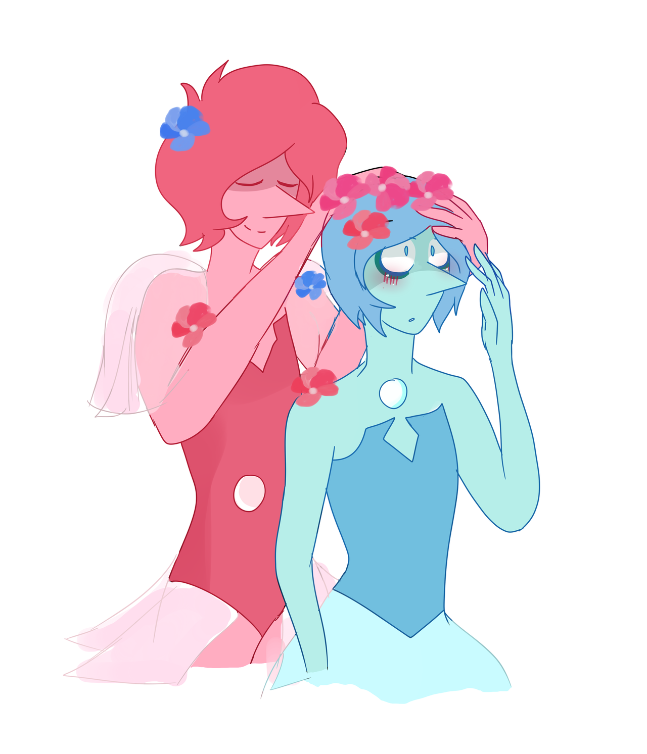 Pink Pearl having good time with pearls. I hope they were good friends