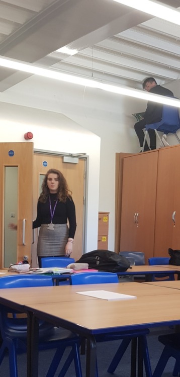 Today my mate was climbing on top of cupboards when a teacher...