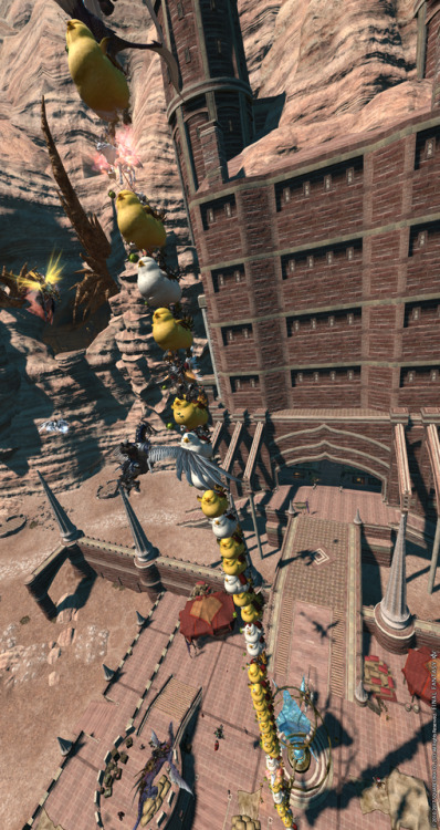 krimsonkate - Cactuar decided to make a giant Fat-Chocobo tower...