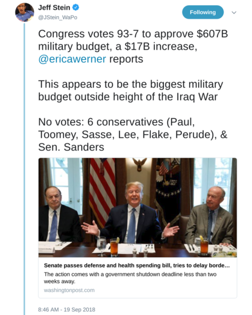 berniesrevolution - Every single Democrat voted for this military...