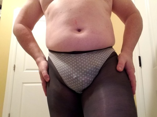 Cold today so went with grey tights and new panties I bought. ...