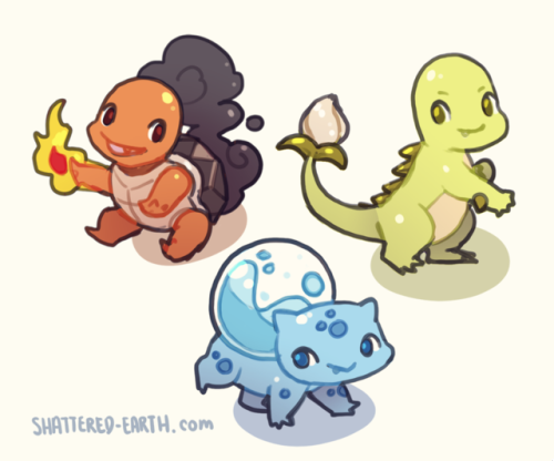 shattered-earth:typeswap starters i doodled on the plane before...