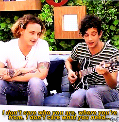 the1975gifs - I do the harmonies and Matty does the main bit. We...