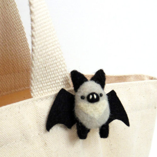 snootyfoxfashion - Halloween Needle Felted Bat Brooch by fuzzonme