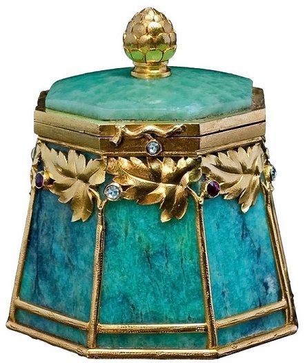 treasures-and-beauty - Bolin Art Nouveau Gold Mounted Amazonite...