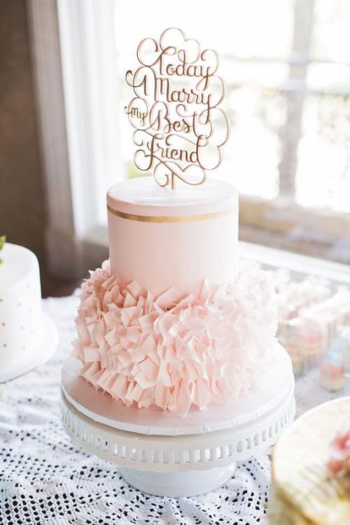 “Today I marry my Best Friend” pink wedding cake