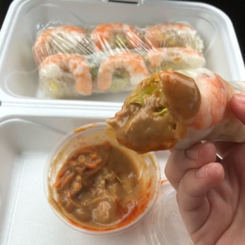 A double order of rice paper spring rolls from the Vietnamese...