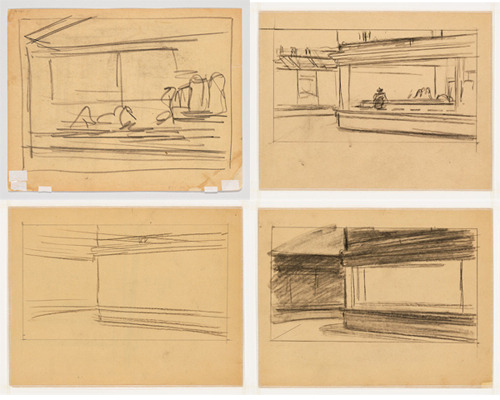 nobrashfestivity - Edward Hopper, Sketches and preliminaries for...