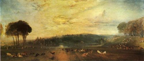 The Lake, Petworth sunset, fighting bucks, 1829, William...