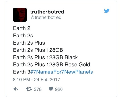 scienceshenanigans - NASA asks Twitter to name the new planets.