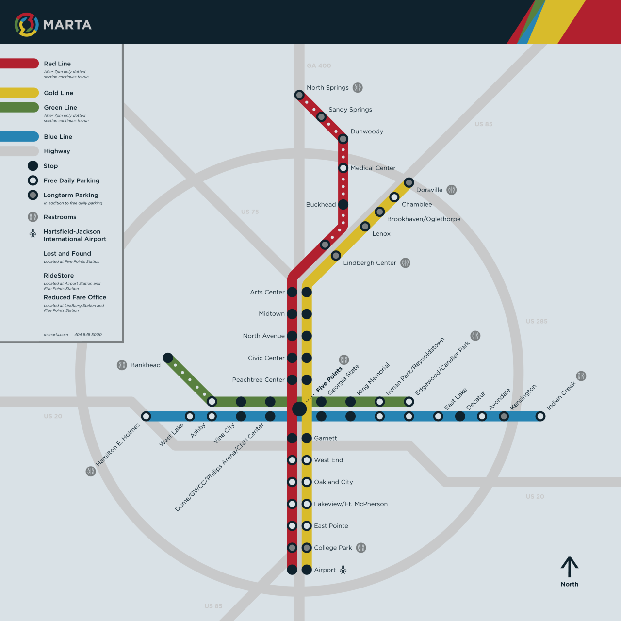 Atlanta Ga Map With Marta Railway Overlay 