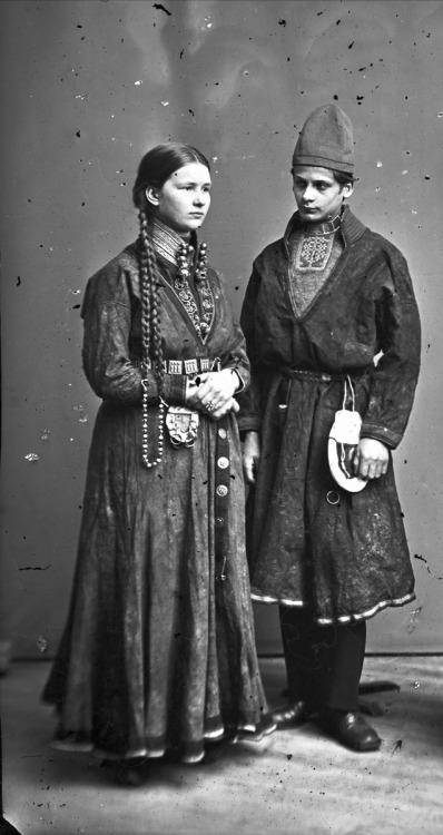 vintage-sweden:Sami (northern indigenous) couple, 1871, Sweden.