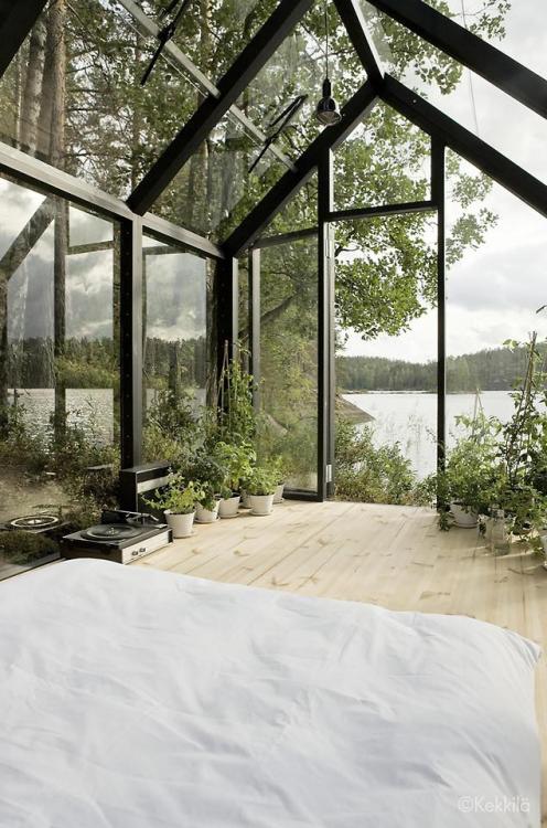 interior-design-home - View from the bed in this glass shed in...