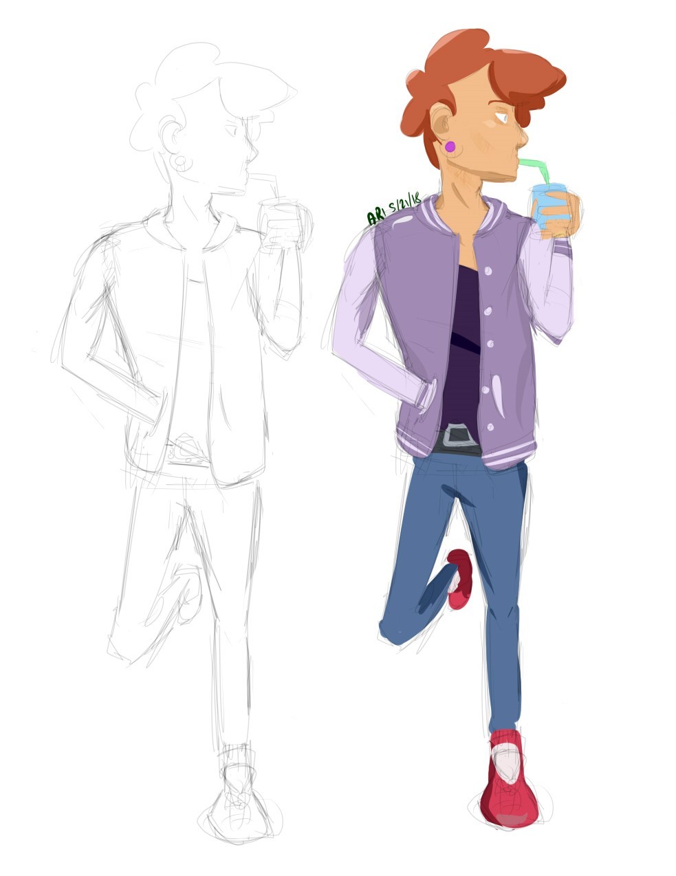 Had a need to draw Lars in a varsity jacket so I made the jacket Big Donut colors ᕕ( ᐛ )ᕗ