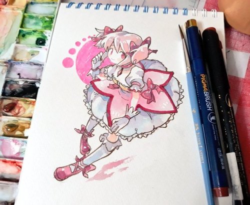 winter-cakes:Day 1 of Inktober! Tried watercolors too!!
