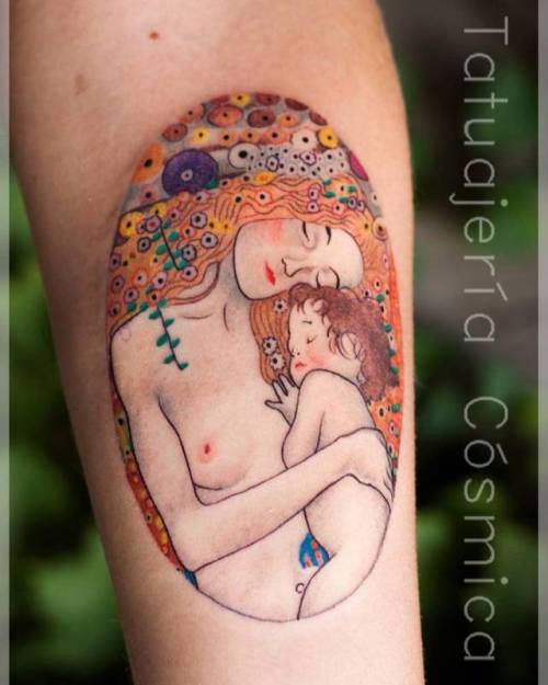 By Guido Perrotta, done at Tatuajería Cósmica, Buenos Aires.... art;small;guido;patriotic;gustav klimt;contemporary;tiny;travel;ifttt;little;the three ages of woman;inner forearm;medium size;austria;illustrative
