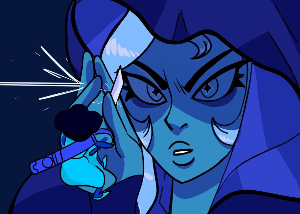 Screenshot redraw from the new SU episodes! I loved blue diamond in this so I decided to pick up my pen and draw her myself!