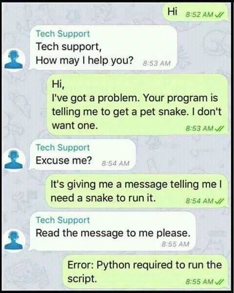 programmerhumour - I dont want a snake!