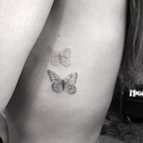 By Joey Hill, done in Los Angeles. http://ttoo.co/p/34928 insect;small;single needle;butterfly;animal;rib;tiny;joeyhill;ifttt;little
