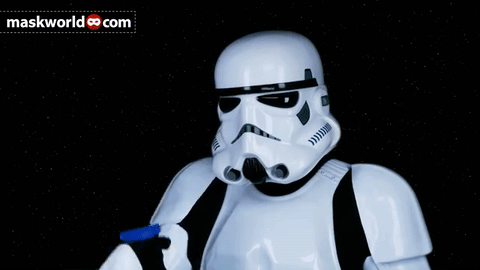 Storm Trooper from Star Wars cleaning helmet 