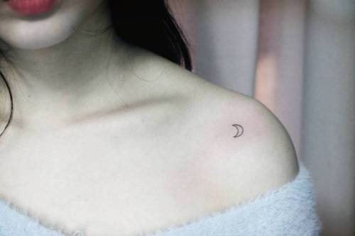 Tattoo tagged with: small, micro, symbols, moon planetary symbol, tiny,  planet symbol, ifttt, little, astrology, crescent moon, minimalist, shoulder,  moon, ami, fine line, astronomy, line art 