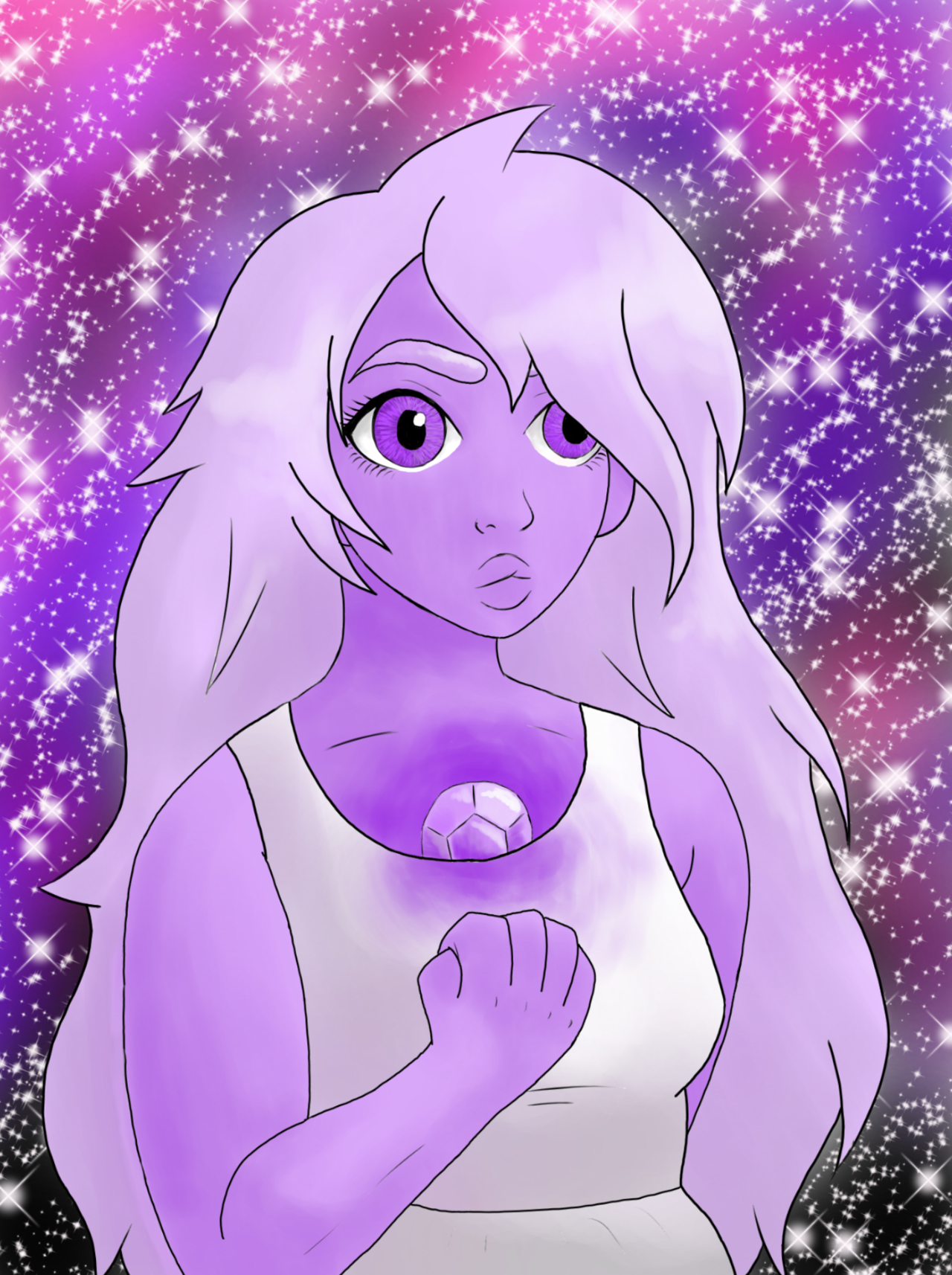 Hello everyone!! This is my first post here on tumblr, she is Amathyst from Steven Universe!! It’s an old fanart I did on January. Hope you like it 😘 Instagram: kndyart