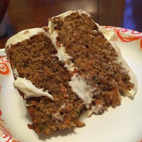 My first attempt at carrot cake. It doesn’t look pretty,...