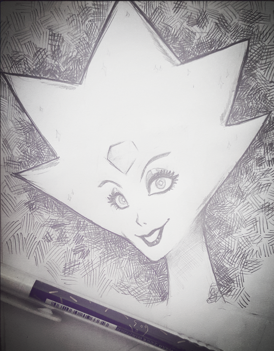 A sketch of white Diamond! Will be drawing a digital piece of her real soon 😊