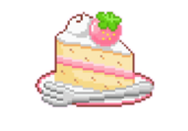 pixel art of a slice of strawberry shortcake