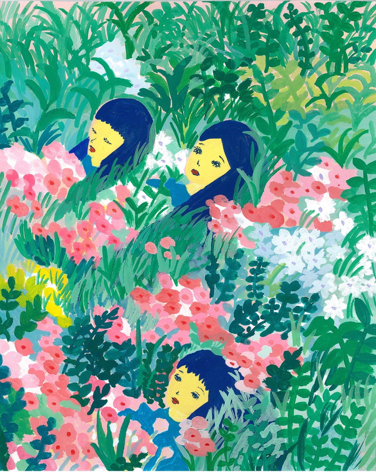 eiko yawata ︎ illustration — お花畑で Girls take a short break in a flower ...