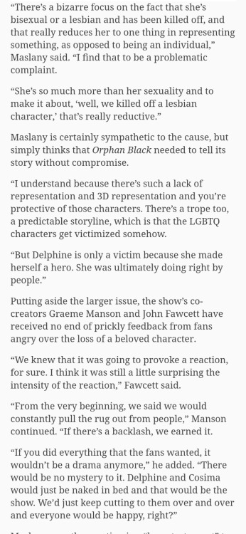 haughtbreaker - Controversial statement - Keep Tatiana Maslany away from Wynonna EarpHi...