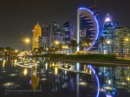 inmortavilizado:West Bay Buildings at night - Doha by...
