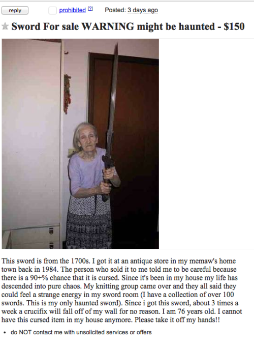 jennytrout:This is the only story about a haunted sword where...