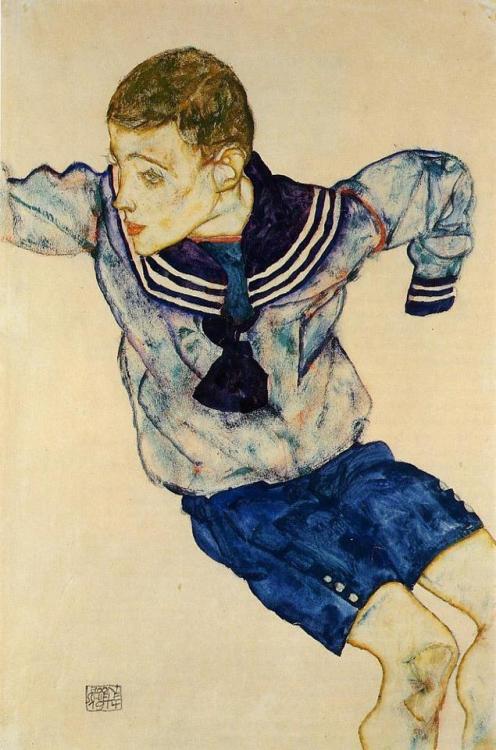expressionism-art - Boy in a Sailor Suit, 1913, Egon...