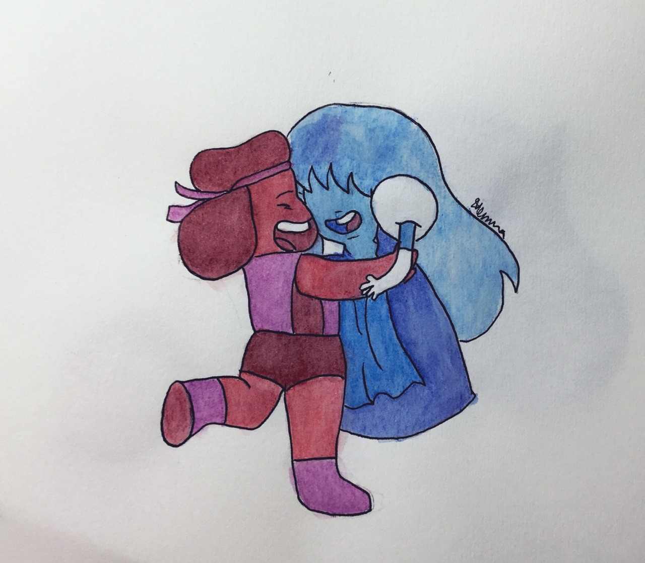 Ruby & Sapphire My Steven Universe fanart Tried doing some watercolour pencil work rather than digital!