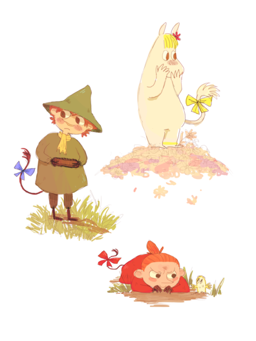 sstrumbles - moomin snuck little bows on their tails or somethin