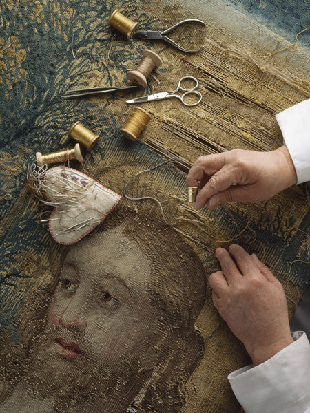 artemisdreaming - Restoration of Raphael’s tapestryA nun repairs...