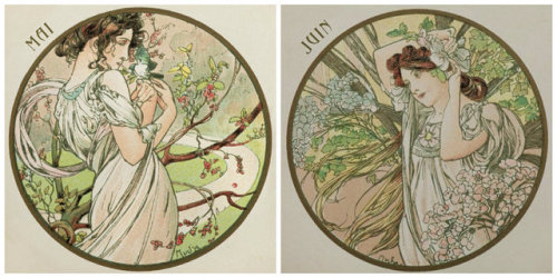 english-idylls:The Months of the Year series by Alphonse Mucha...