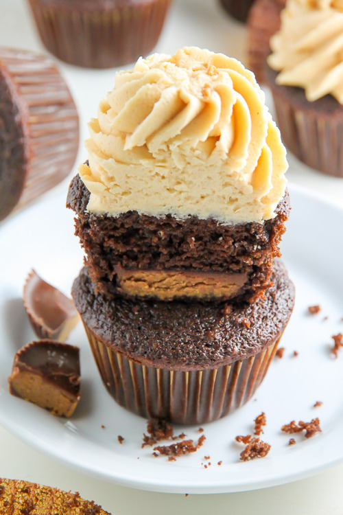 ugly–cupcakes:CHOCOLATE PEANUT BUTTER CUPCAKES