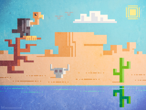 gamefreaksnz - Desert scene in a minimalistic pixel art style,...
