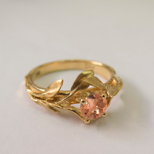 ringtorulethemall - Leaves Engagement Ring No. 4 - 14K Gold and...