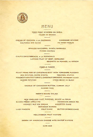 ‘Tis the season to think about Christmas menus past. Here’s two glimpses into L.A. culinary Christmas history. Start with a 1906 menu from the restaurant of the Hollenbeck Hotel on Spring and Second, and then move to Glendale in 1928, where you’ll...