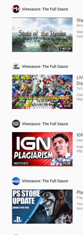 galgohan - my youtube fucked up and now every channel is vinesauce...
