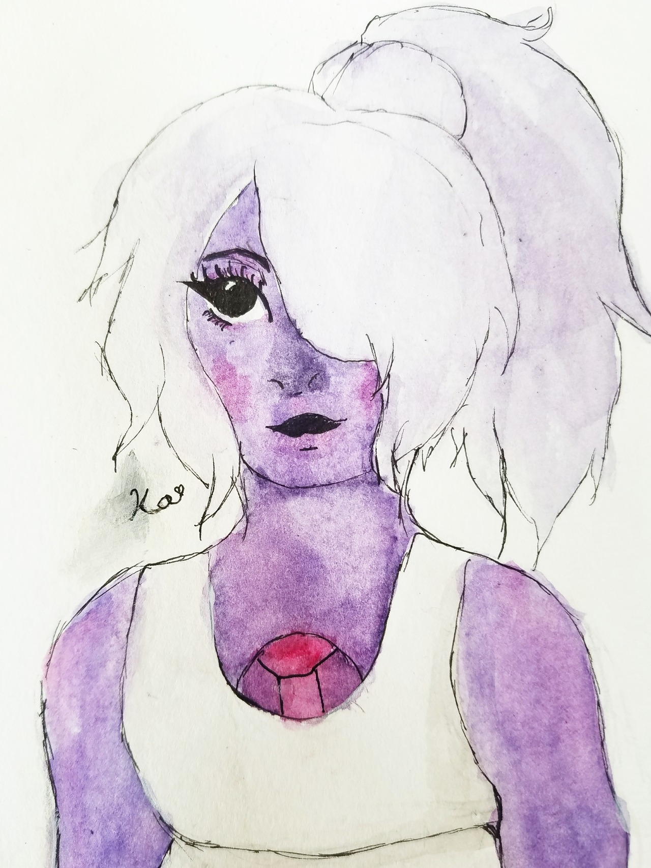 Watercolor painting of Amethyst!! This is my first official post! 😀🌹🌻