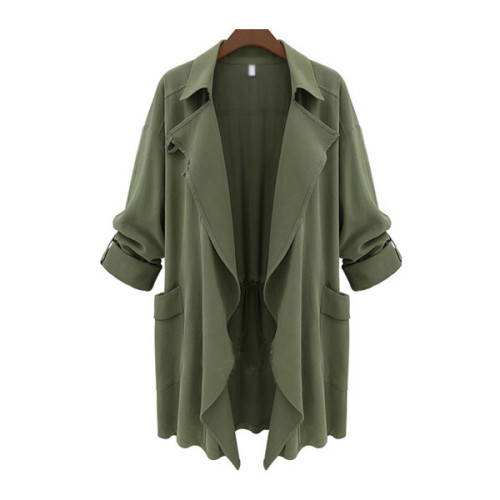 Pocket Embellished Turndown Collar Trench Coat ❤ liked on...