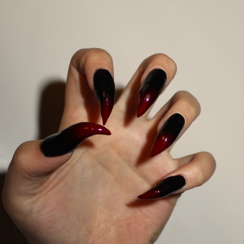 The Painted Nail, Halloween Nails #2: black claws with red ...