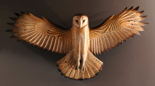 etsyafterdark - Barn Owl Wood Sculptureby...