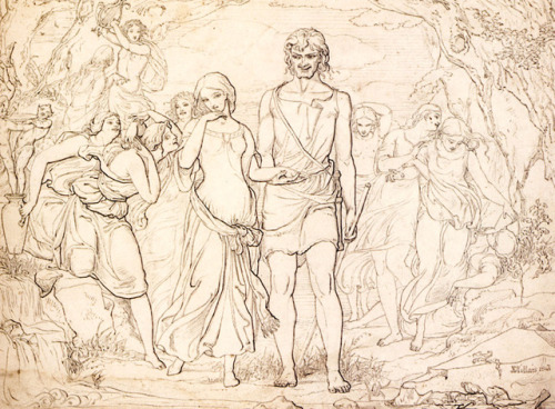 artist-millais:Cymon And Iphigenia, Study, 1847, John Everett...