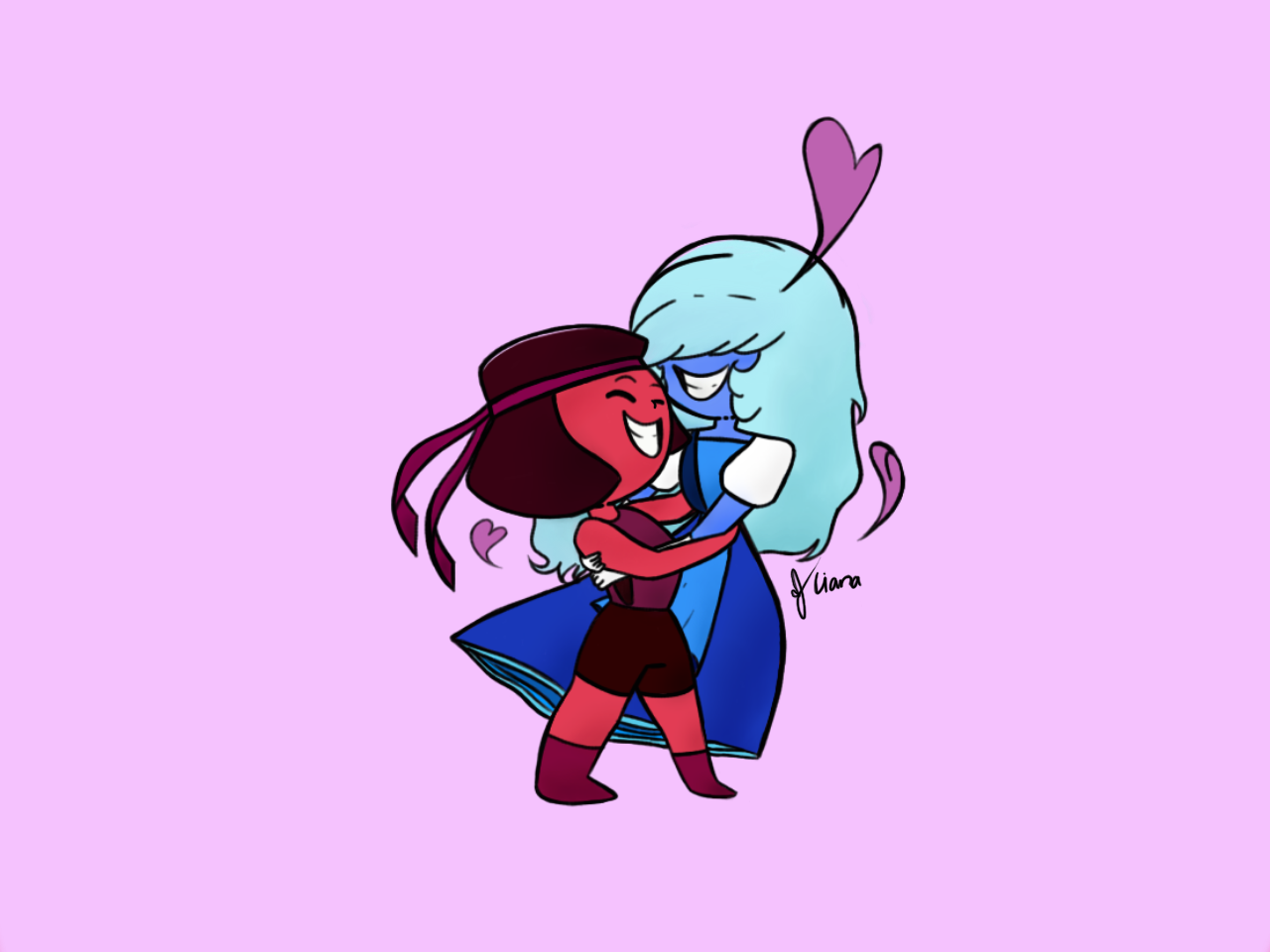 A drawing of Ruby and Sapphire!!!Yeyeyeeee!!!